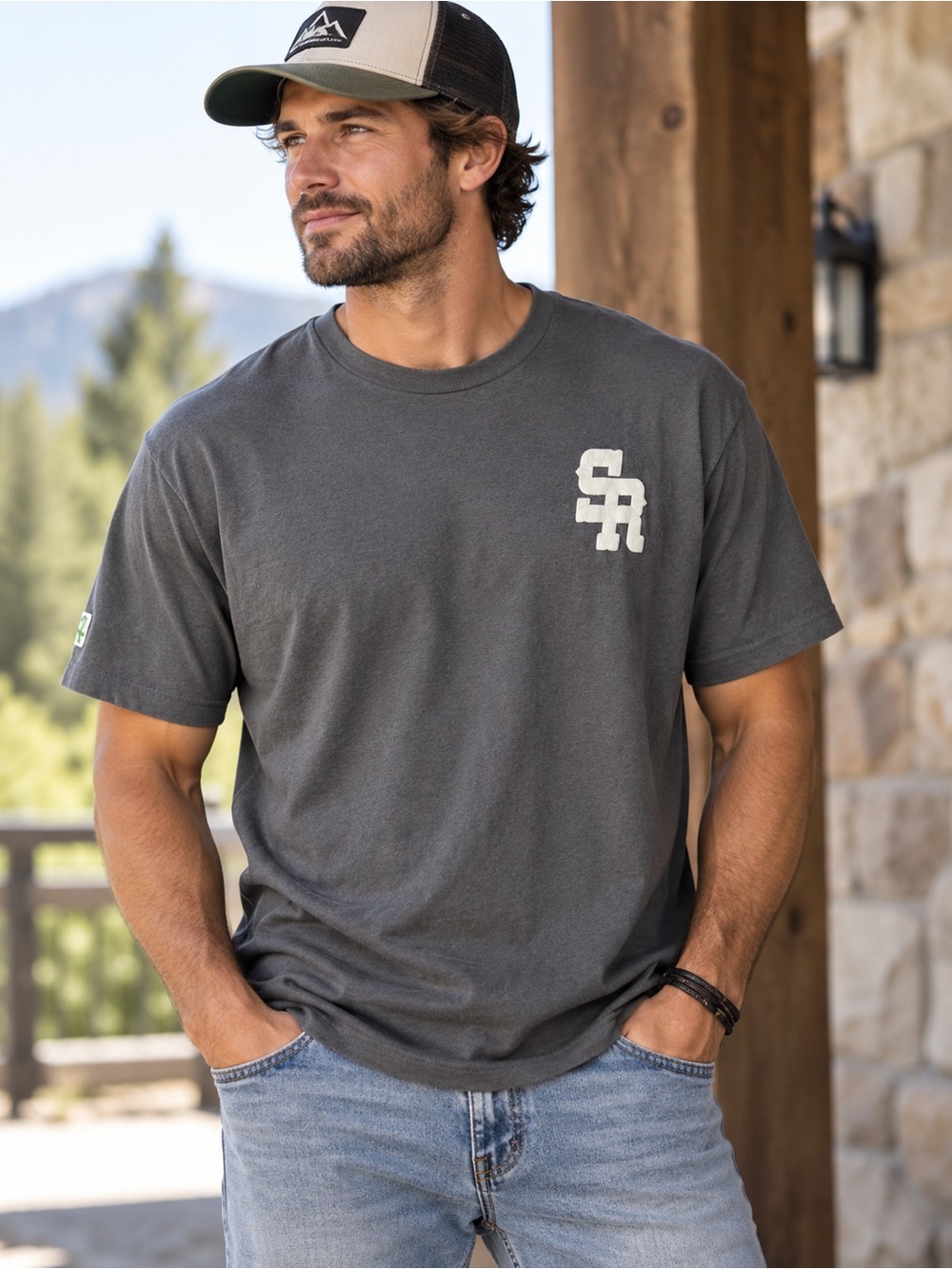 Stevenson Ranch Charcoal Gray SR Monogram Graphic T-Shirt Unisex Mens